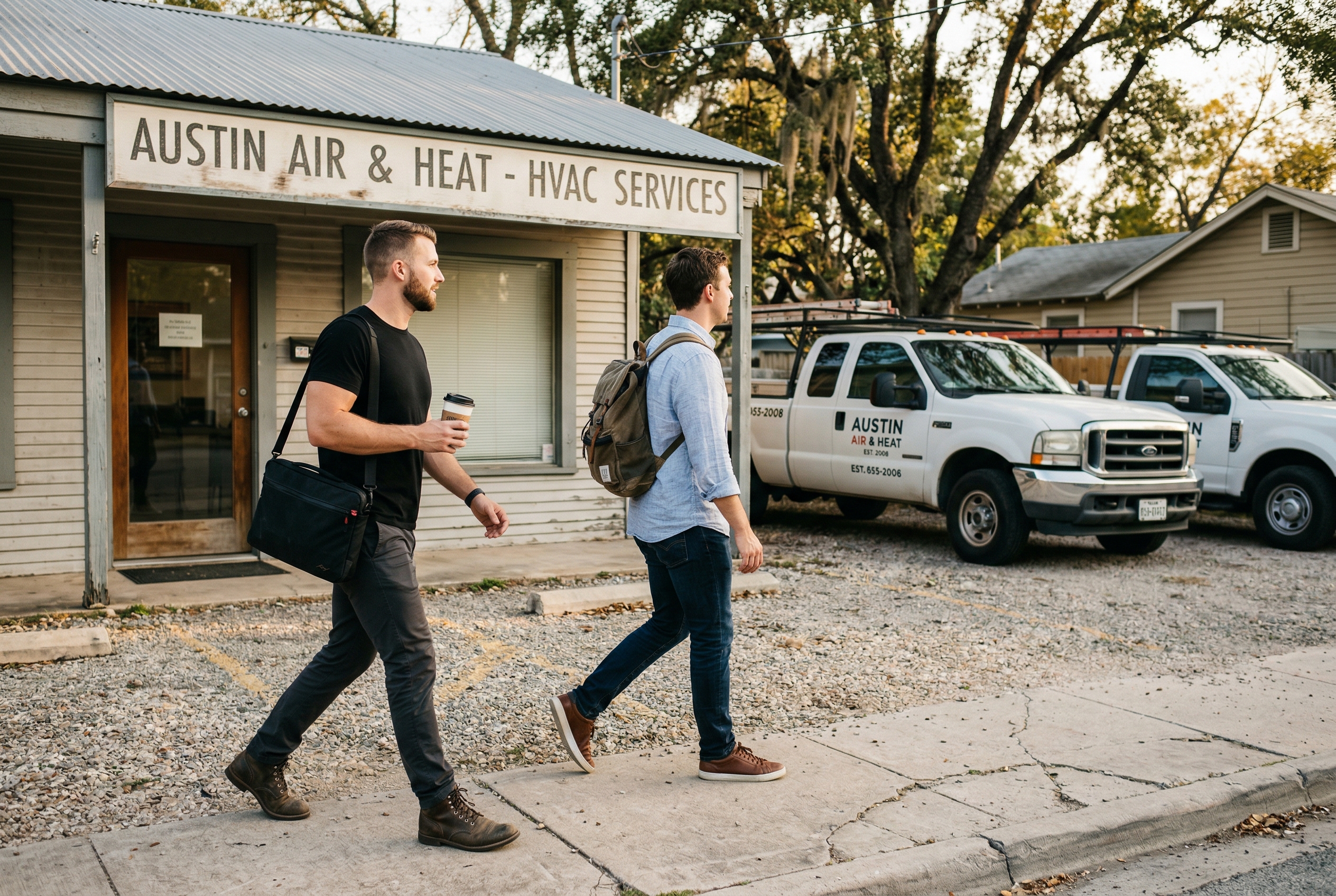 AustinAI team arriving at a local HVAC business